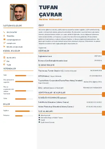 Makine Mühendisi Cv Örnekleri cv indir
